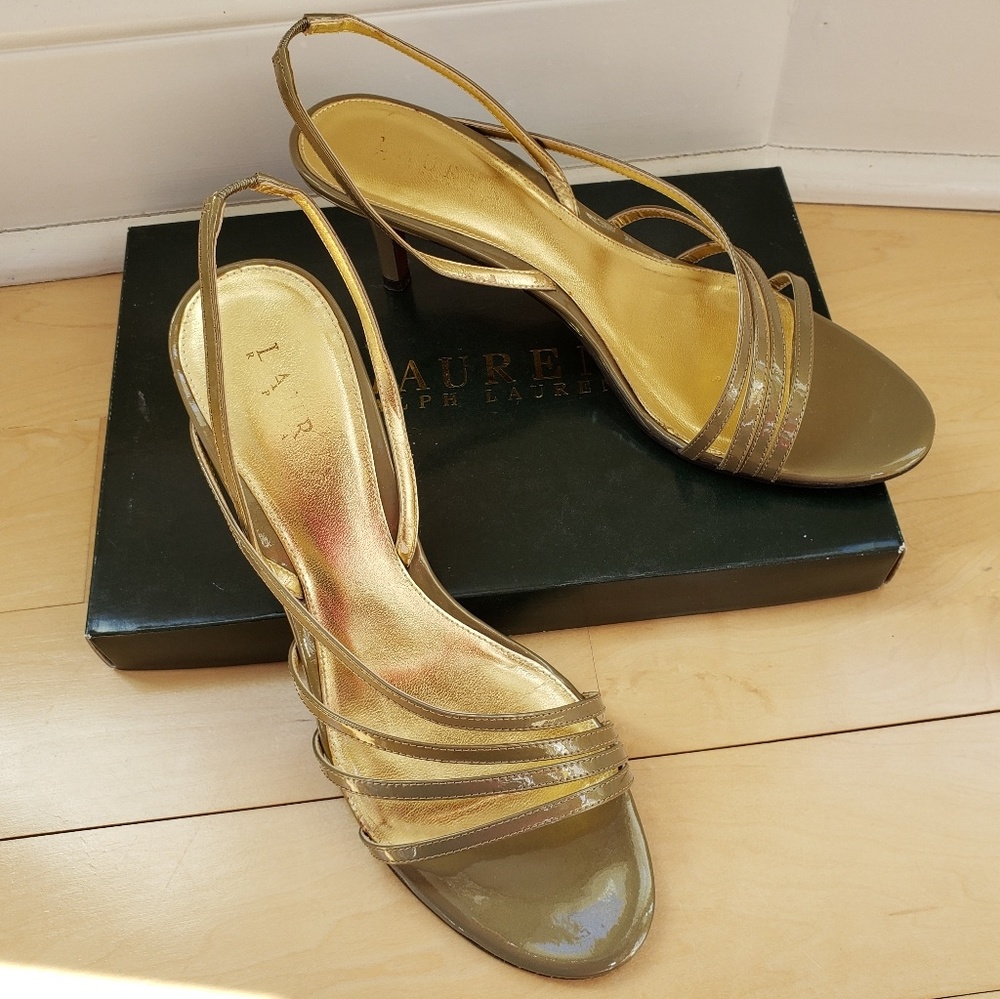 Ralph Lauren gold slingback sandals sz 7.5